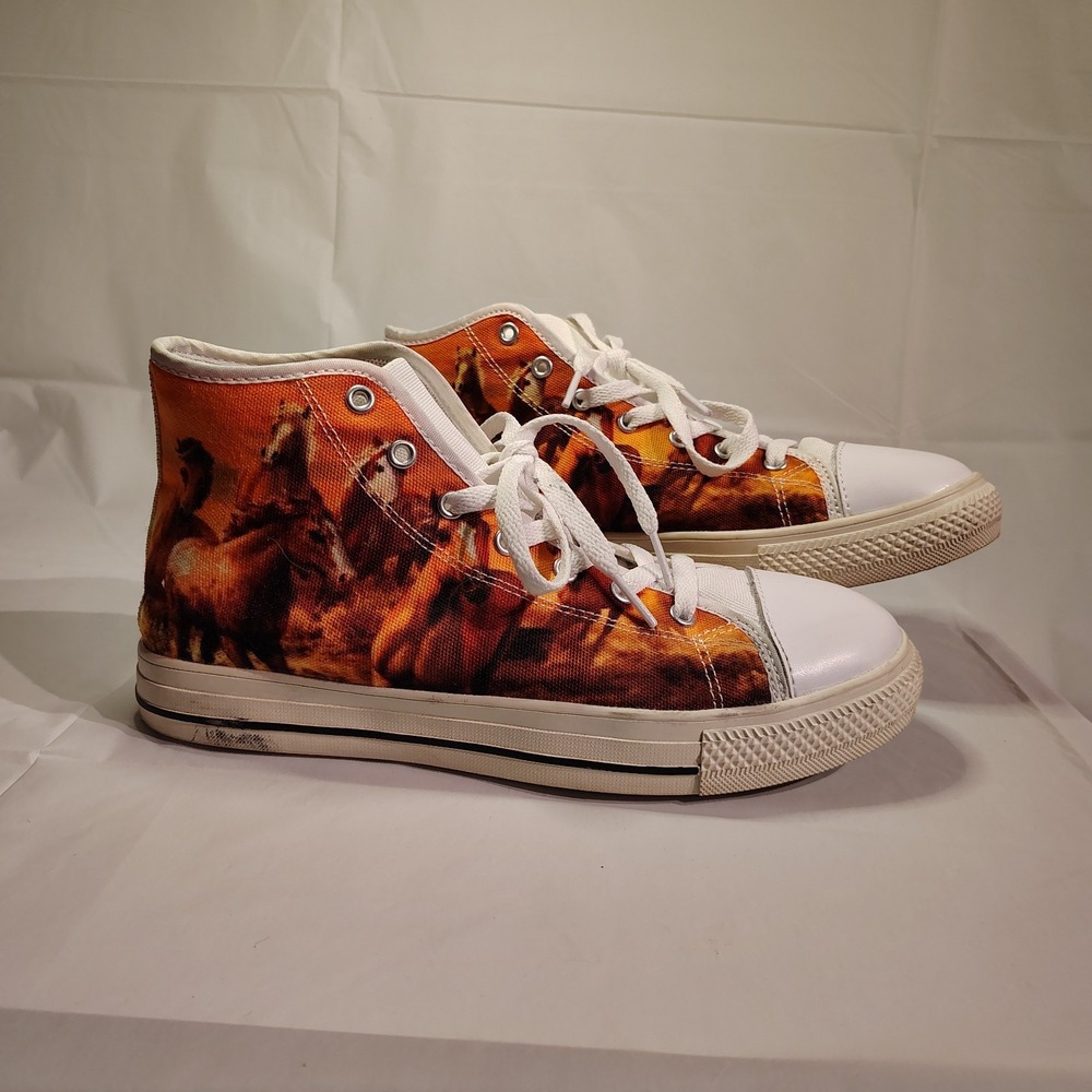 horse High Top Specialty Print Sneakers Women's Size 7.5 Shoe
